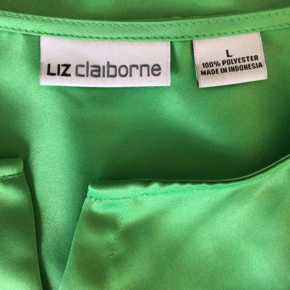 Liz Claiborne Green Long Sleeve Button Down Top - Size Large - Picture 5 of 6